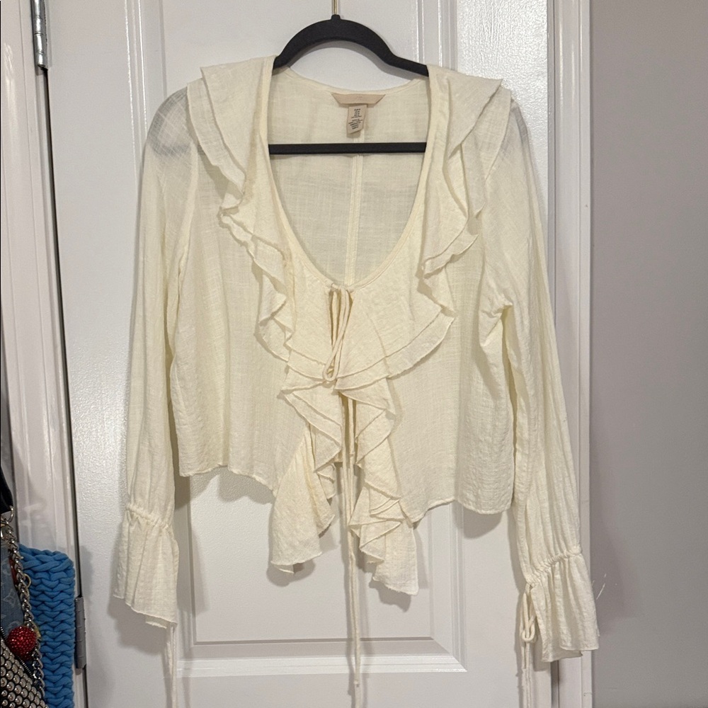 Cream Ruffle Blouse